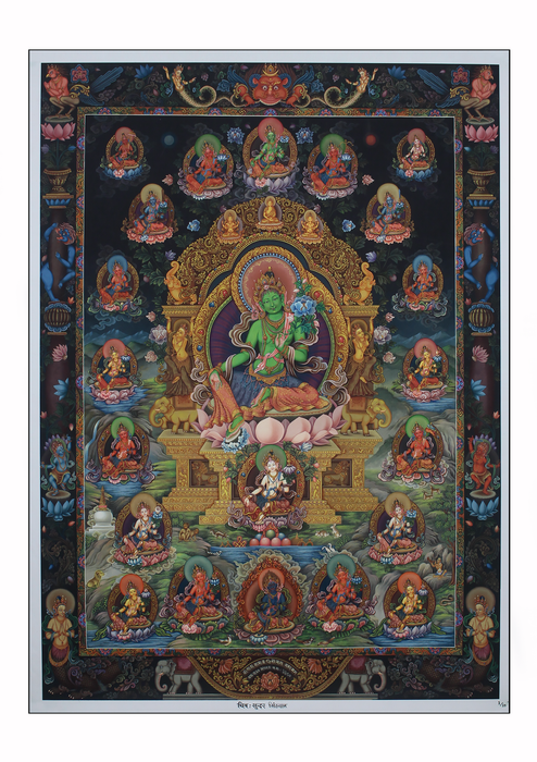Newari Paubha 21 Tara Thangka Print Signed by Sundar Sinkhwal