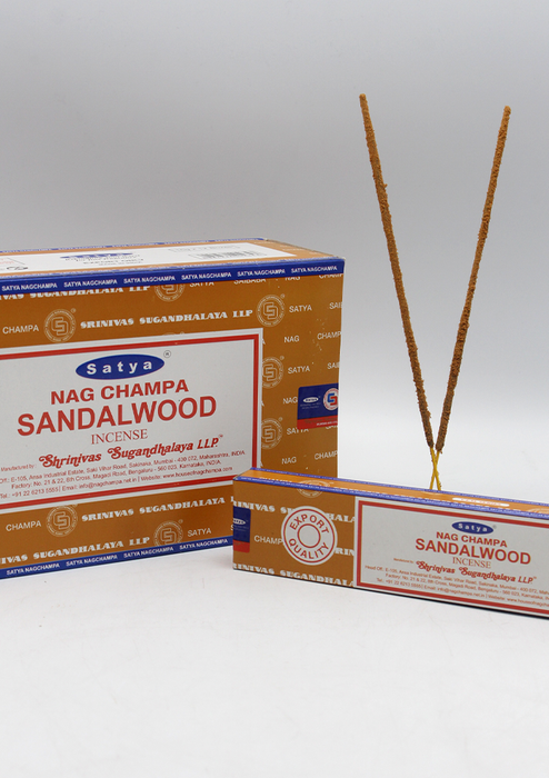 Satya Nagchampa Sandalwood Incense Sticks, Set of 12 Packs, Each 15 g