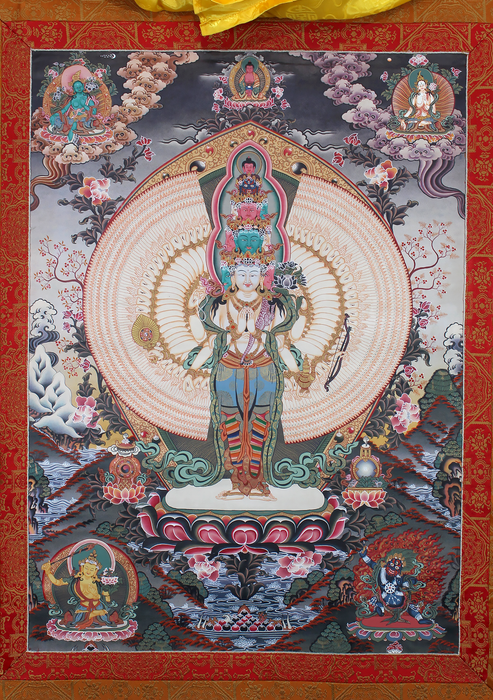 Thousand Armed Avalokiteshvara Khadi Brocade Thangka Painting