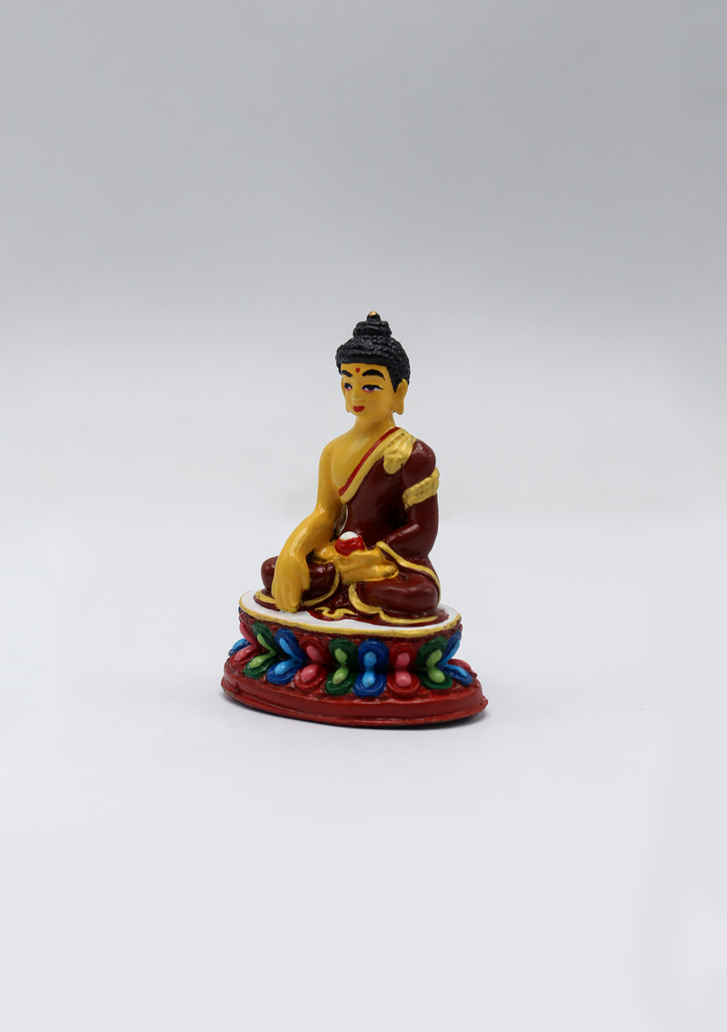 Hand Painted Copper Shakyamuni Buddha Statue 2"H