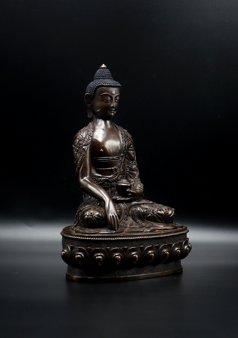 Copper Shakyamuni Buddha Statue 9"H