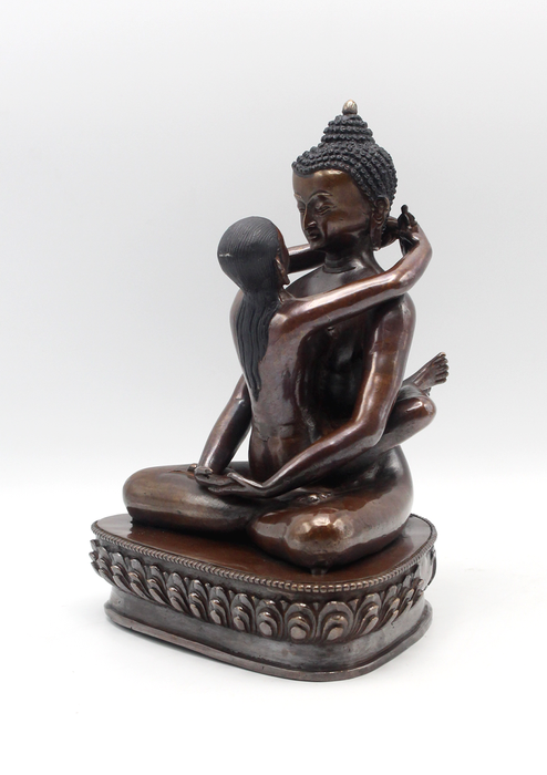 Copper Oxidized Samantabhadra Buddha Shakti Statue
