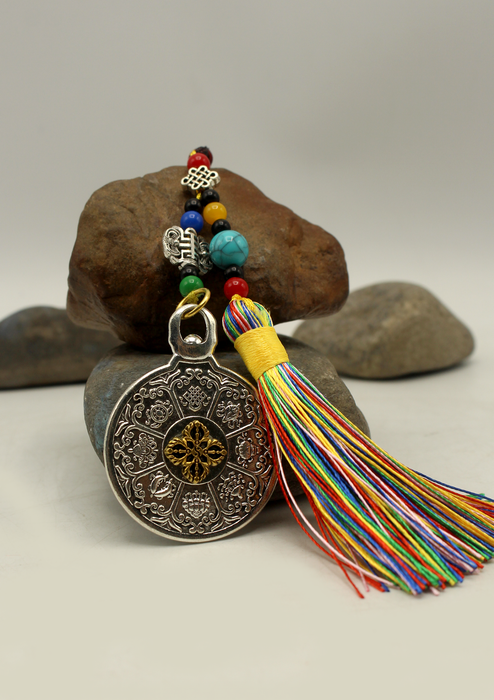 Tibetan Car Hanging Medallion with Tassel