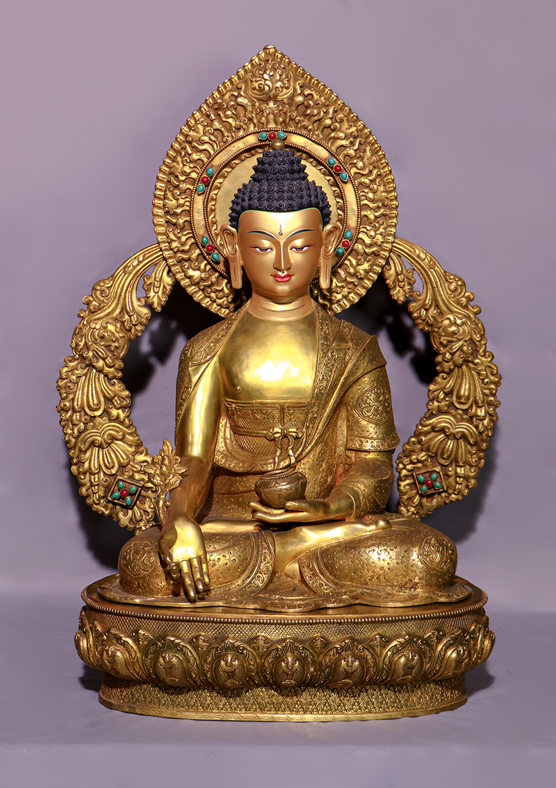 Mastercrafted 24 K Gold Gilded Medicine Buddha Statue 25"H