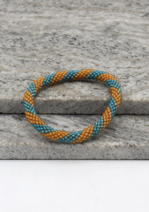 Royal Blue Stripe   Nepalese Roll on Beads Bracelet