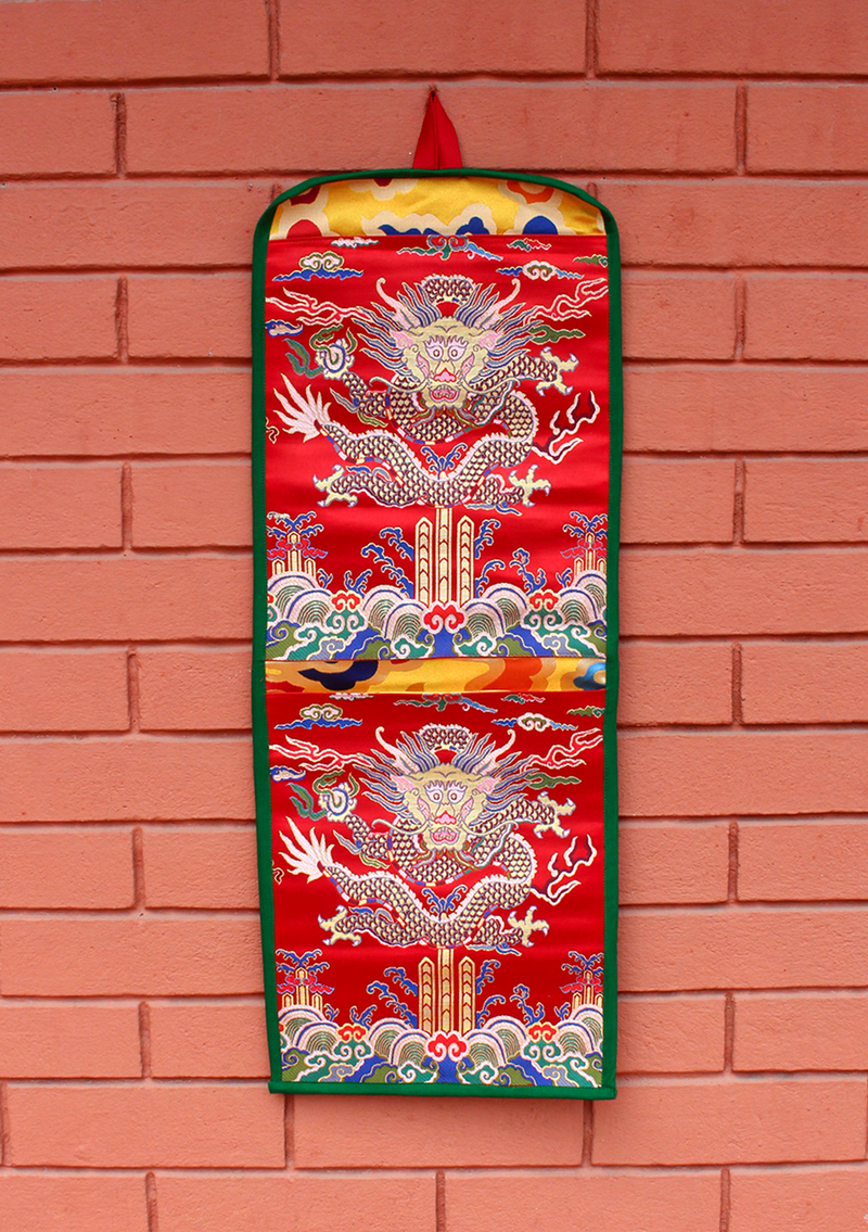 Dragon Brocade Pocket Letter Compartment Wall Hanging