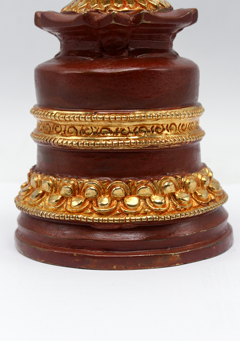 Partly Gold-Plated Stupa 7" H