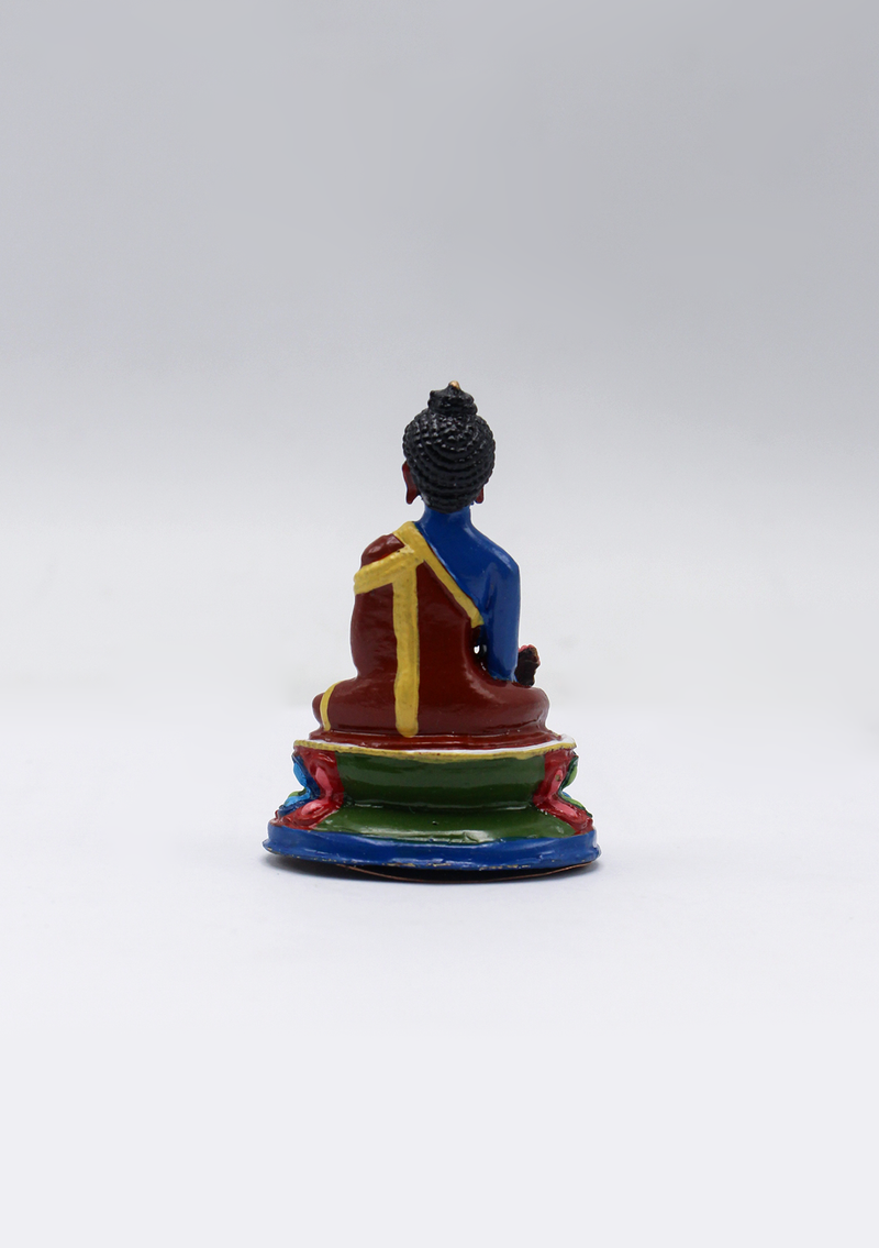 Hand Painted Copper Medicine Buddha Statue 2"H