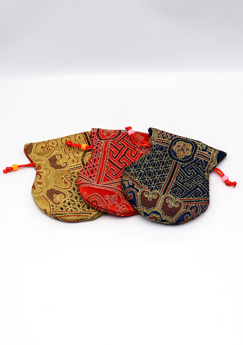 Brocade Drawstring Multicolor Mala Bag Pouch