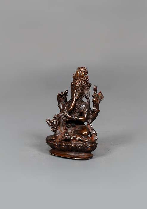 Oxidized Copper Ganesha Statue 2.75" H