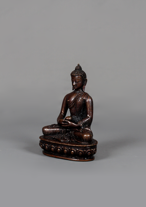 Copper Buddha Trinity Statue Set 4.75" H