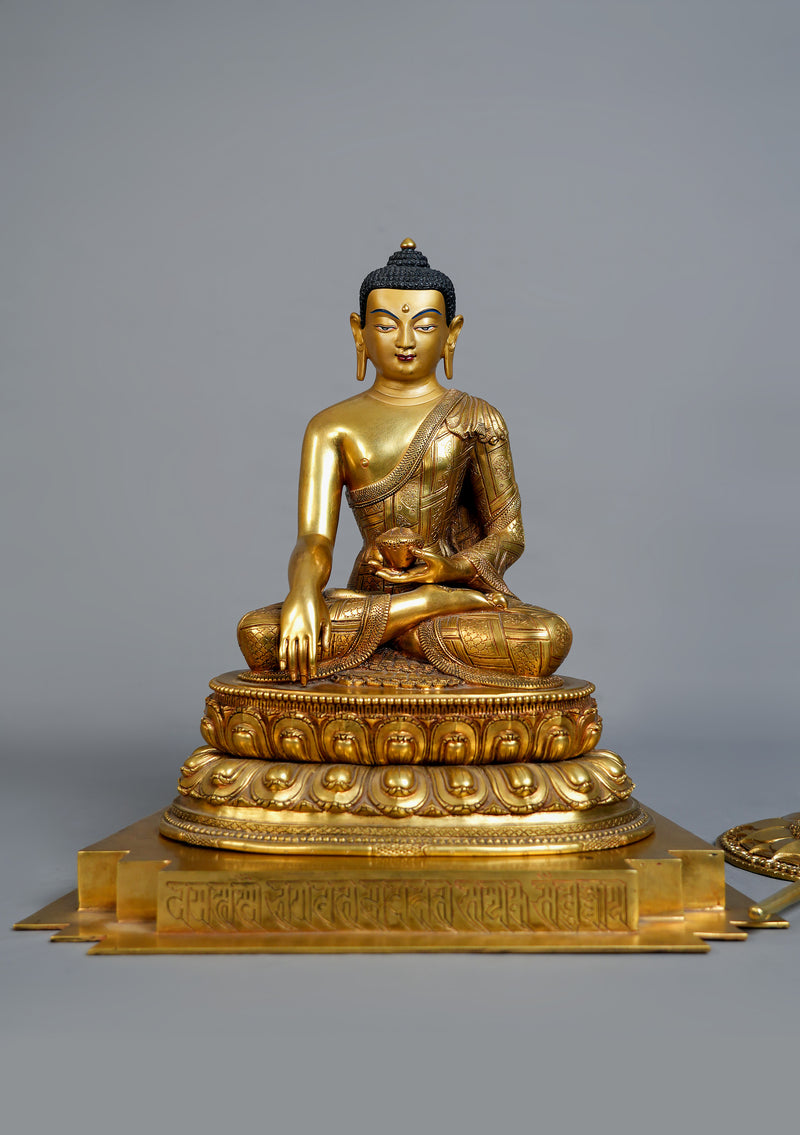 Masterpiece 24K Gold Gilded High Quality Shakyamuni Buddha Statue 15"