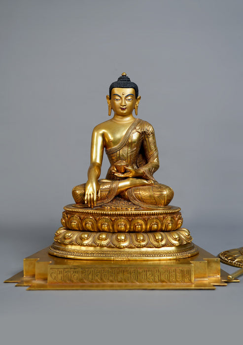 Masterpiece 24K Gold Gilded High Quality Shakyamuni Buddha Statue 15"