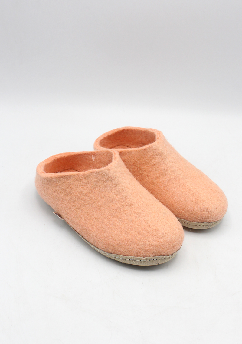 Hand Felted Woolen Classic Men Slippers - Peach Pink
