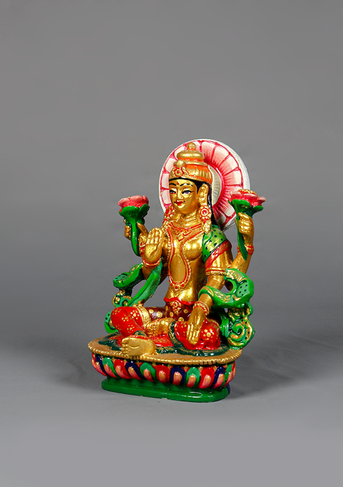 Hand Painted Resin Laxmi Statue 5.25"