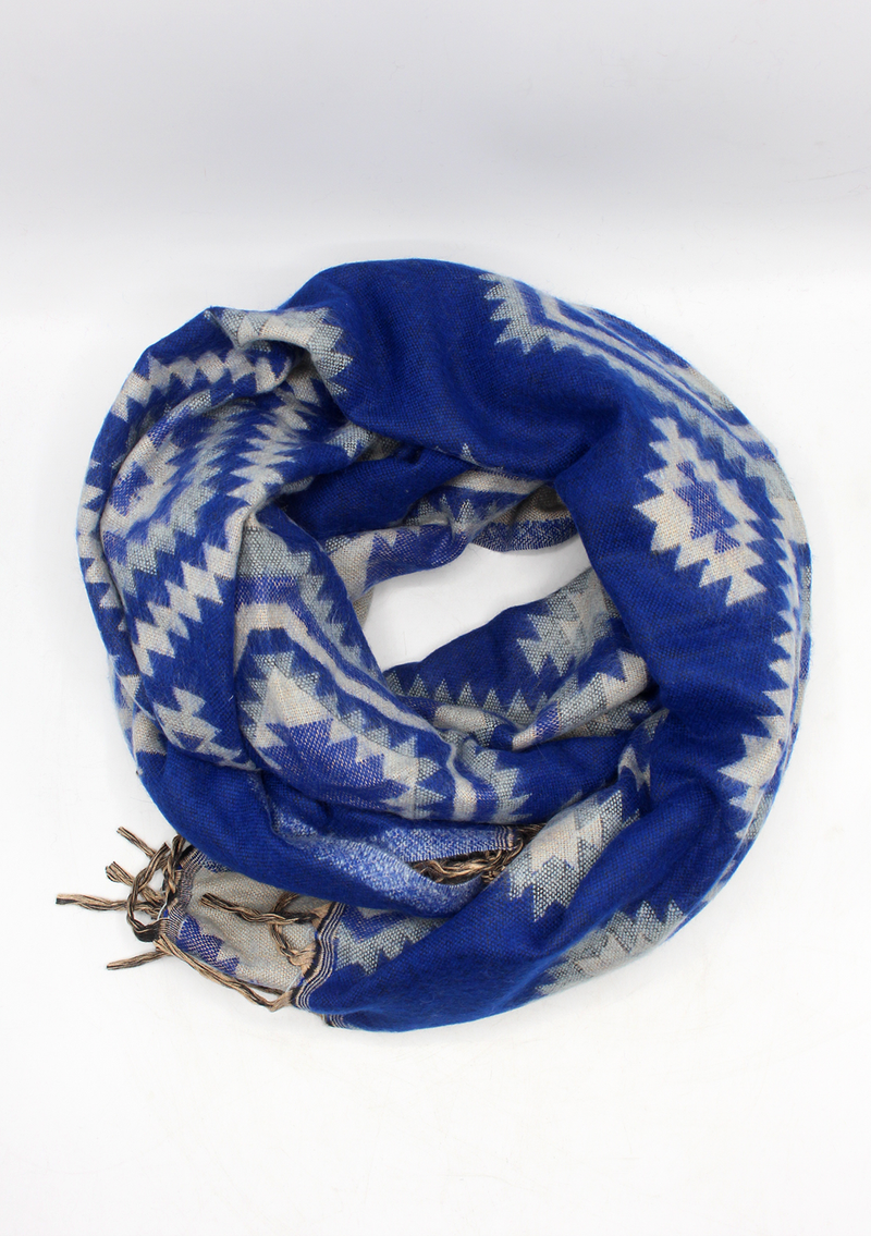 Hand loomed Dark Blue Tribal Woolen Shawl