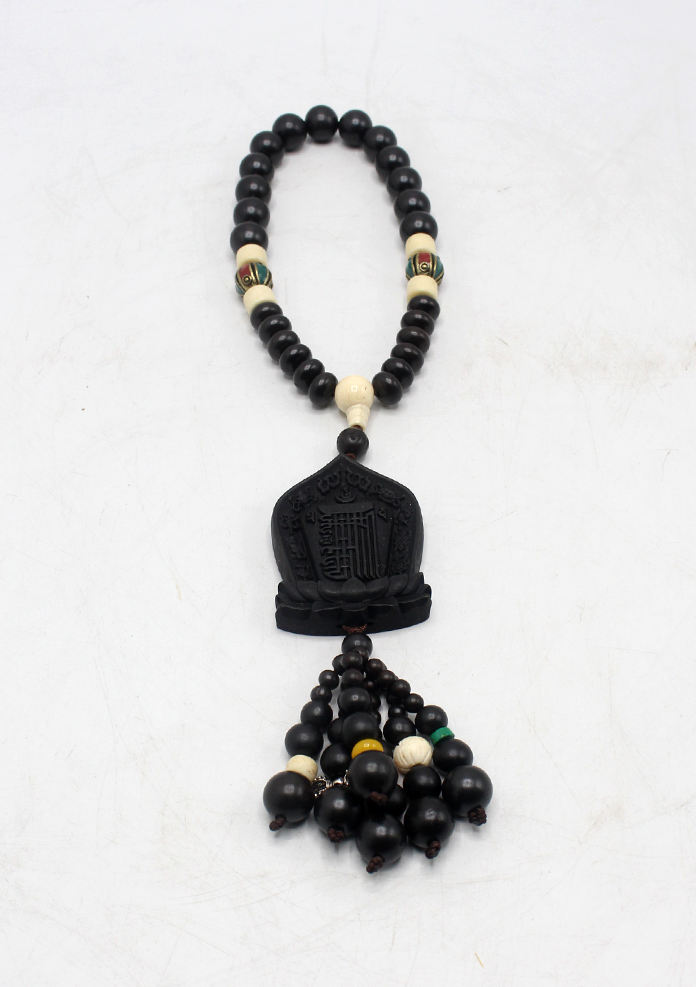 Tibetan Kalachakra Carved Wooden Car Hanging Amulet