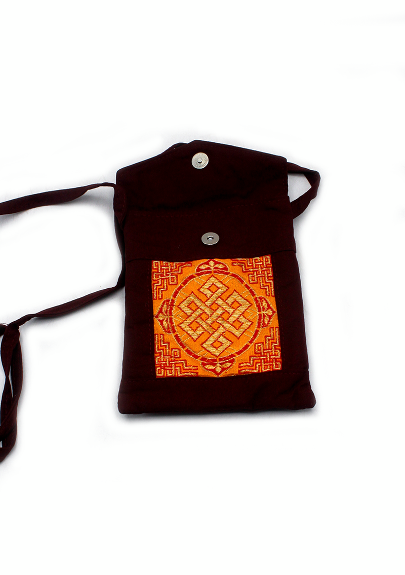 Embroidered Endless Knot Shoulder Pouch Bag