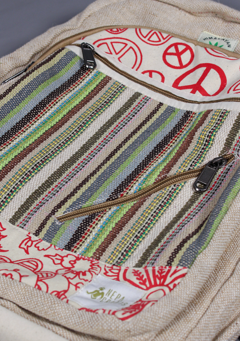 Peace Natural Cotton Hemp Mixed Bagpack