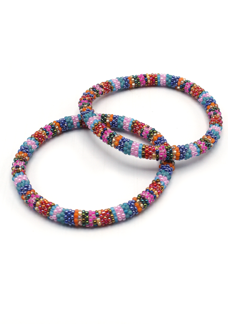 Rainbow Stripe Beaded Anklet – Trendy Foot Jewelry