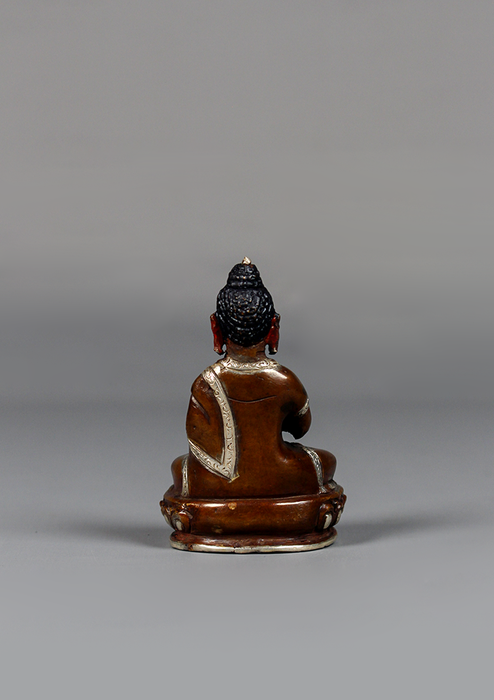 Copper Oxydize Silver Plated  Amoghasiddhi Buddha Statue 3"