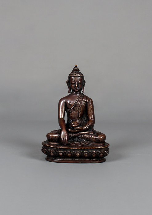 Copper Buddha Trinity Statue Set 4.75" H