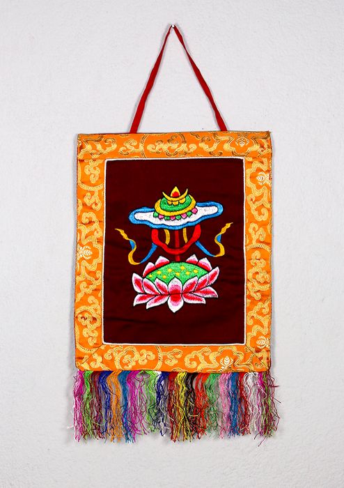 Buddhist Auspicious Symbols Brocade Wall Hanging