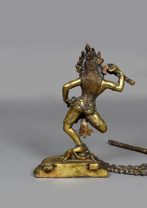 Antique Copper Gilted  Machig Labdron Statue 8.5" H