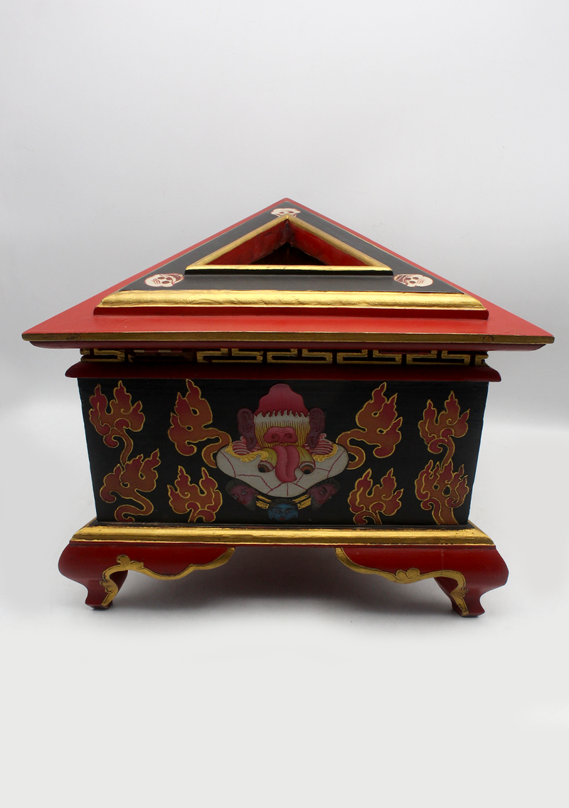 Master arts Painting Triangle  Mahakala Black and Red Incense Burner