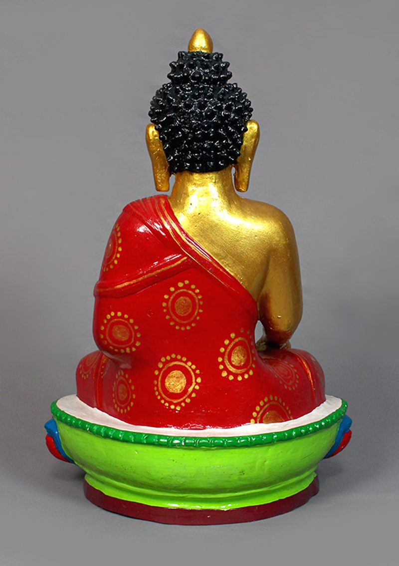 Handpainted Ceramic Shakyamuni Buddha Statue 14" H