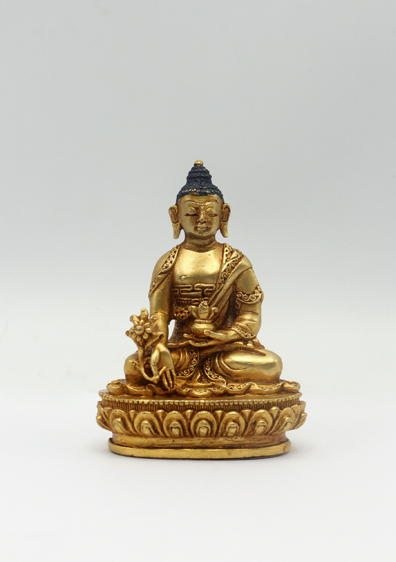 Gold Plated Medicine Buddha Statue 3"H