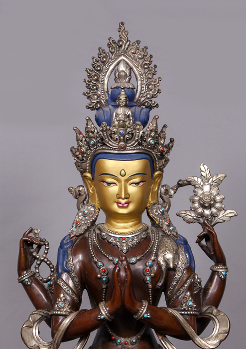 Masterarts Partly Gold Plated Chenrezig Statue 16" H