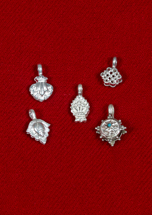 925 Sterling Silver Auspicious Symbol Prayer Mala Counter