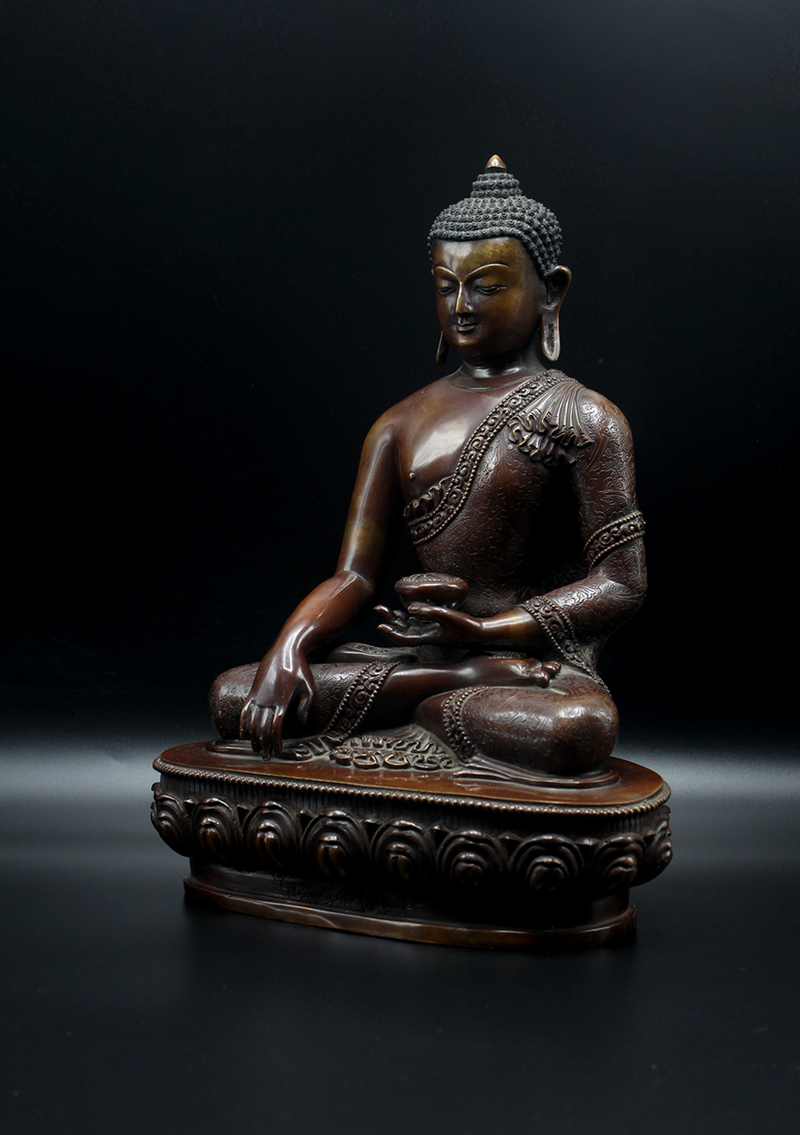 Copper Oxidized Masterpiece Shakyamuni Buddha Statue 11"