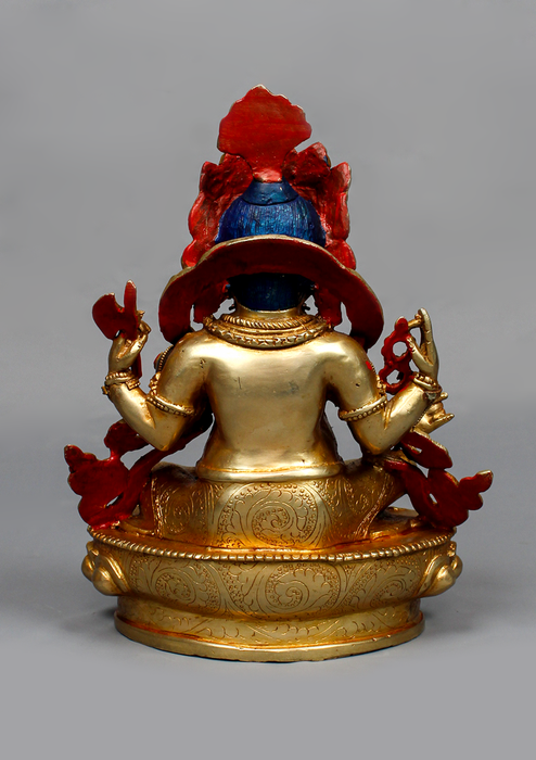 Gold Plated Crystal Ganesh Statue 8"H