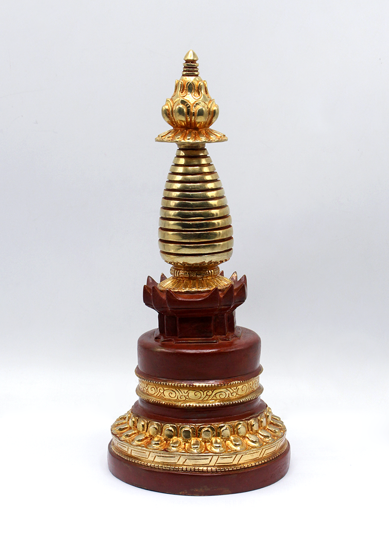 Partly Gold-Plated Stupa 11" H