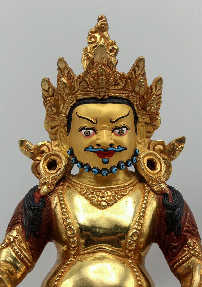 Copper 24 K Gold Jambhala  Kuebra Statue 8.5"H