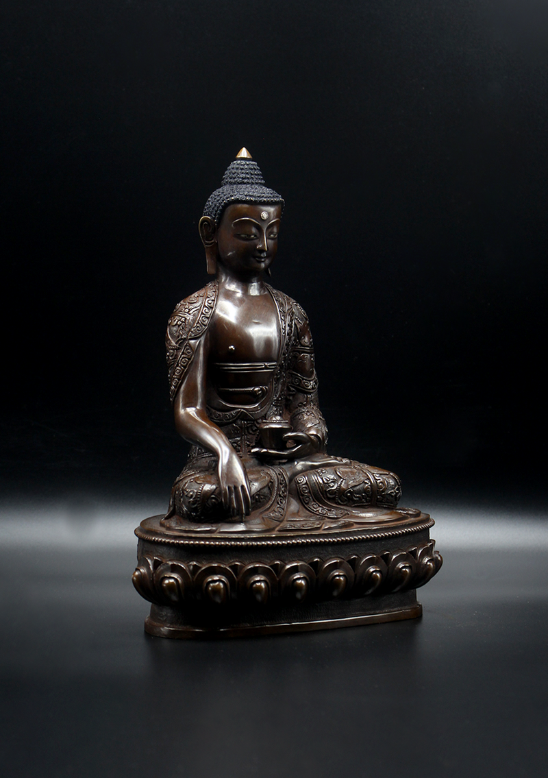 Copper Shakyamuni Buddha Statue 9"H