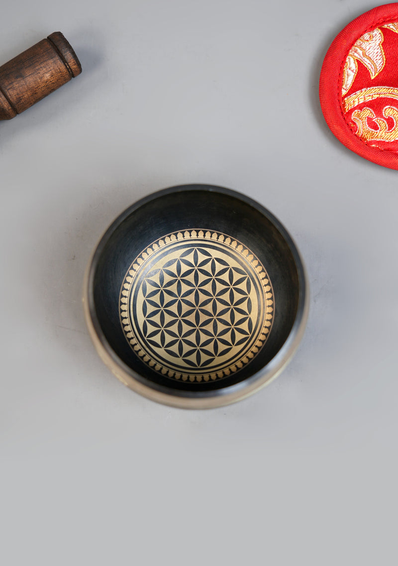 Tibetan Flower of Life Etched Singing Bowl