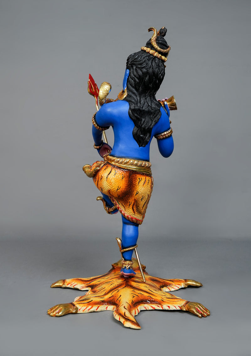 Handcrafted Dancing Shiva Statue – Blue Nataraja Shiva with Trishul & Damaru