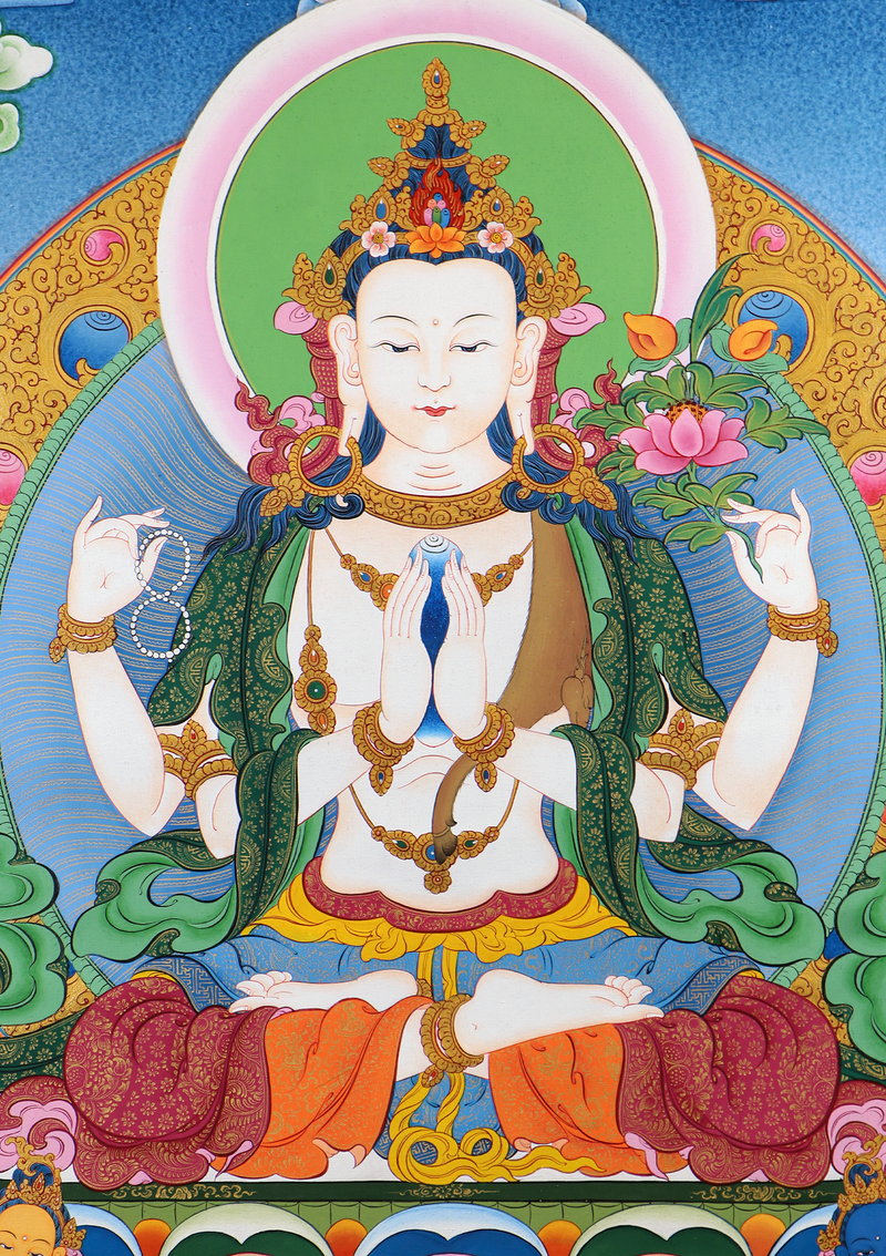 Chenrezig  God of Compassion Tibetan Thangka Painting
