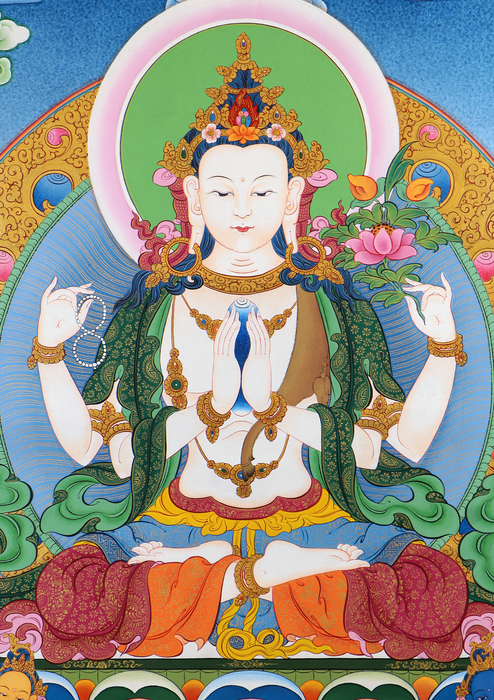 Chenrezig  God of Compassion Tibetan Thangka Painting