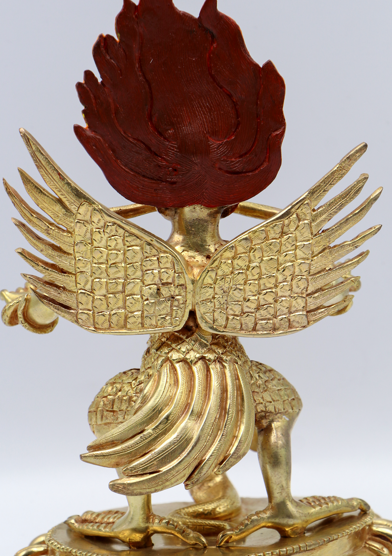 Vainateya 24 K Gold Copper Garuda Statue 8"