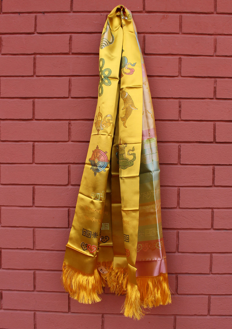 Eight Auspicious Symbol Silk Offering Khata
