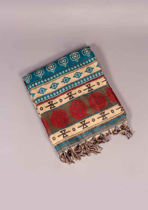 Handloomed Swirl Pattern Woolen Shawl - Anarkali