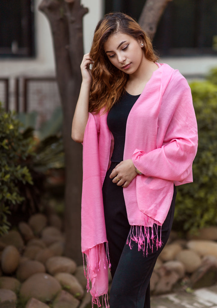 Georgous Pink Shiney Water Pashmina Shawl