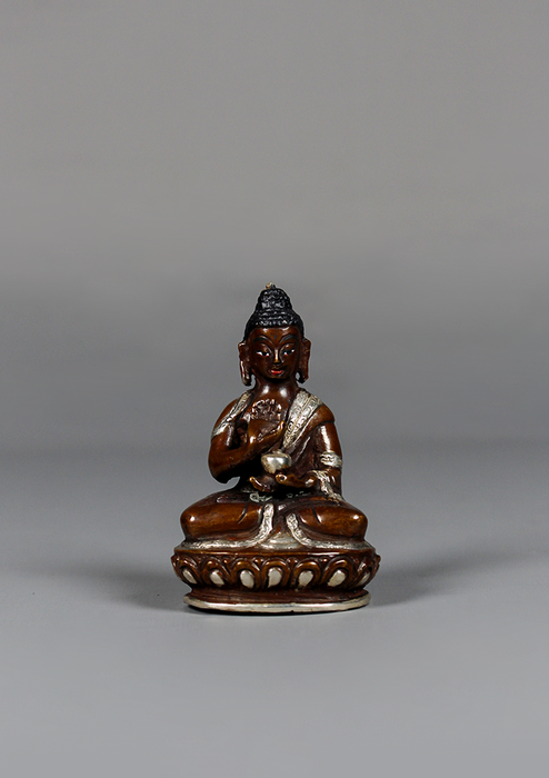 Copper Oxydize Silver Plated  Amoghasiddhi Buddha Statue 3"