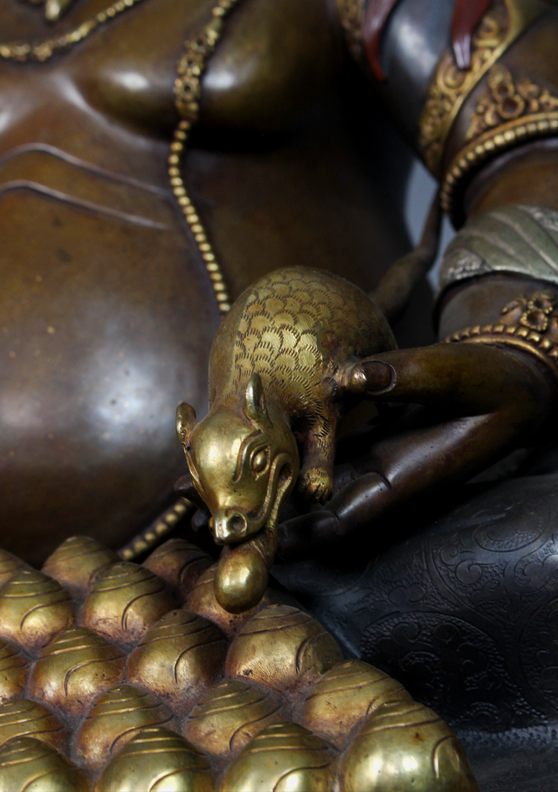 Large 2 ft Partly Gold-Plated Dzambala Statue – Handcrafted Tibetan Buddhist Wealth Deity Sculpture