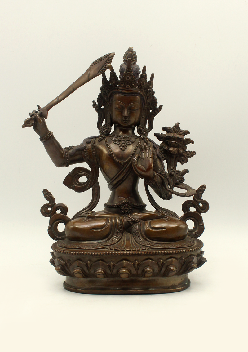 Copper  Fine  Arts Manjushri Statue 8.5" H