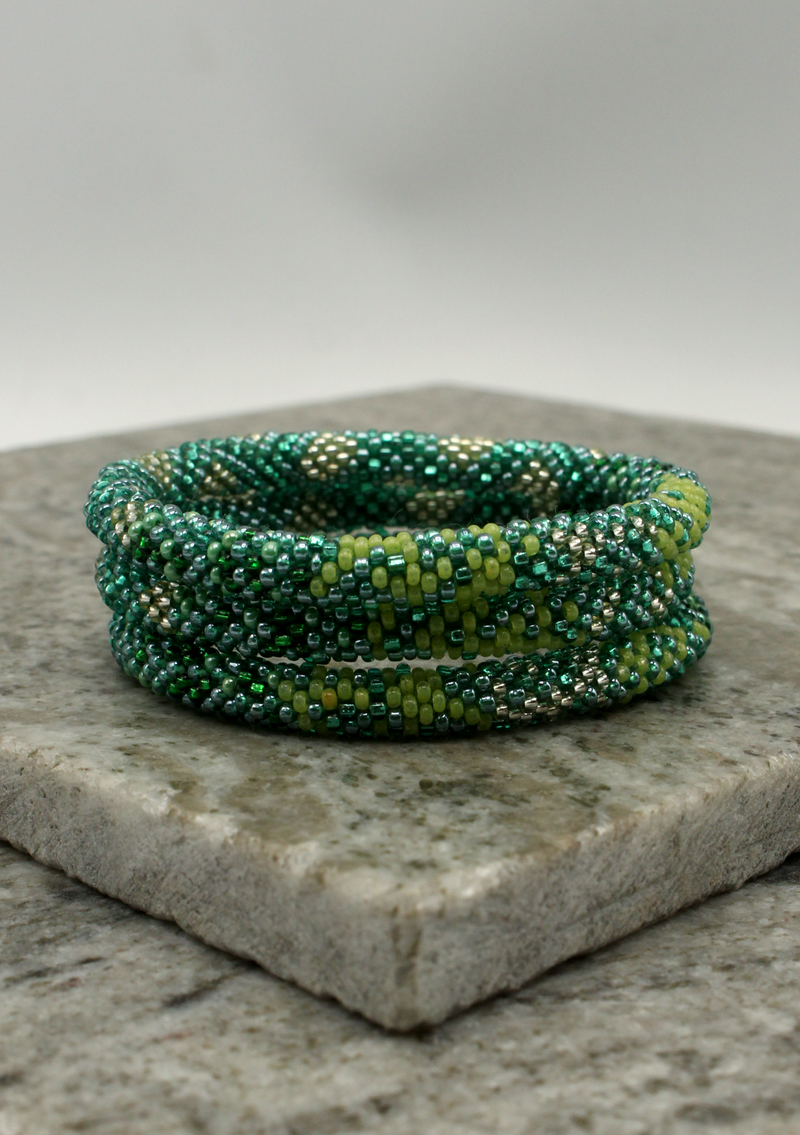Green Roll on Beads Bracelet
